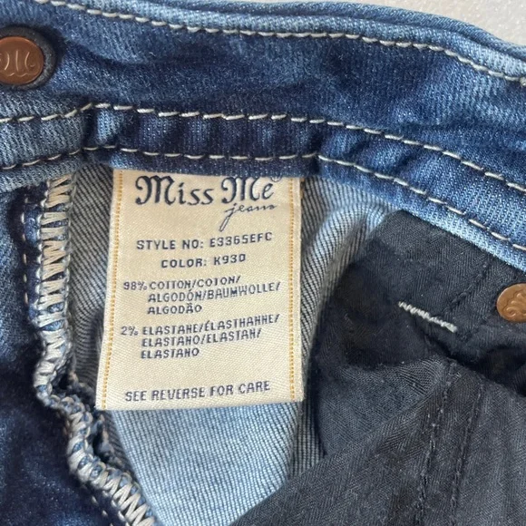 Miss Me Blue Embroidered Waistband Denim Jeans Size 30 - Picture 9 of 11